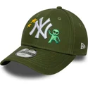 petten-gebogen-groen-verstelbaar-voor-kinderen-9forty-space-icon-van-new-york-yankees-mlb-van-new-era