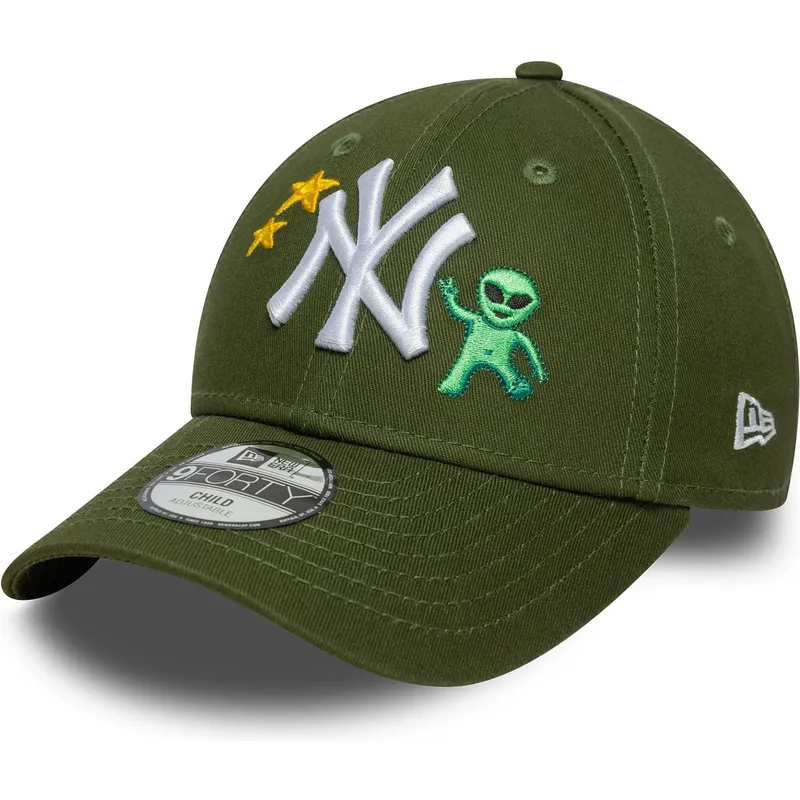 grune-gebogene-verstellbare-kinderkappe-9forty-space-icon-der-new-york-yankees-mlb-von-new-era
