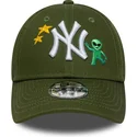 petten-gebogen-groen-verstelbaar-voor-kinderen-9forty-space-icon-van-new-york-yankees-mlb-van-new-era