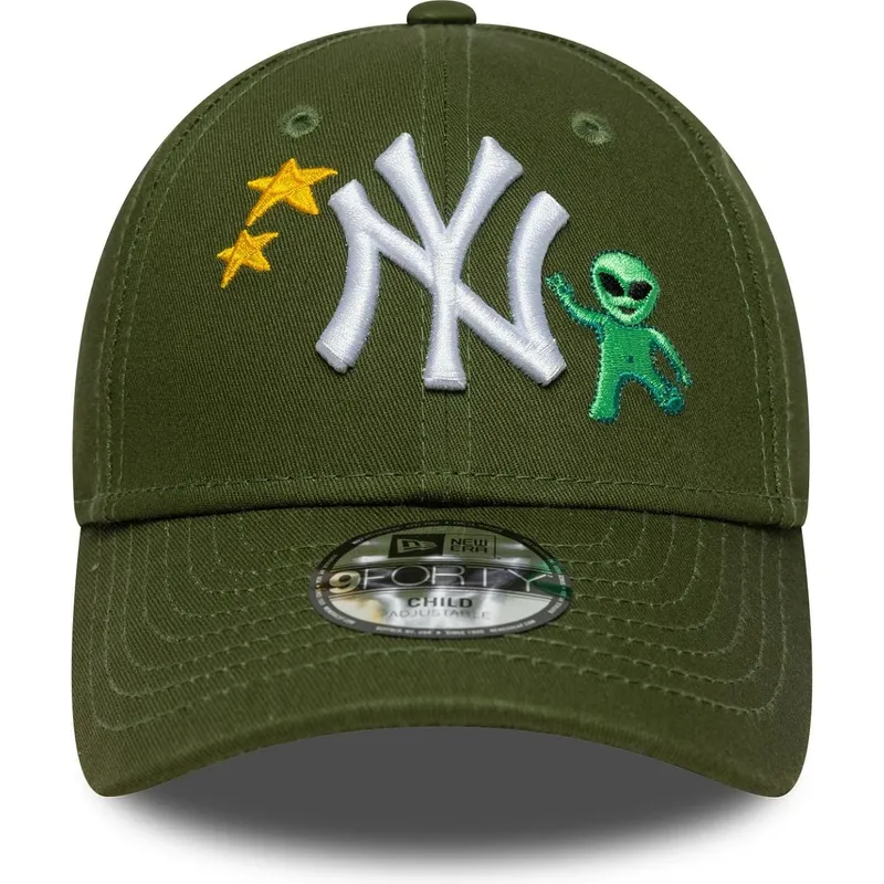 grune-gebogene-verstellbare-kinderkappe-9forty-space-icon-der-new-york-yankees-mlb-von-new-era