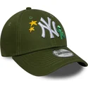 petten-gebogen-groen-verstelbaar-voor-kinderen-9forty-space-icon-van-new-york-yankees-mlb-van-new-era