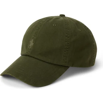 Polo Ralph Lauren Curved Brim Green Logo Cotton Chino Classic Sport Green Adjustable Cap