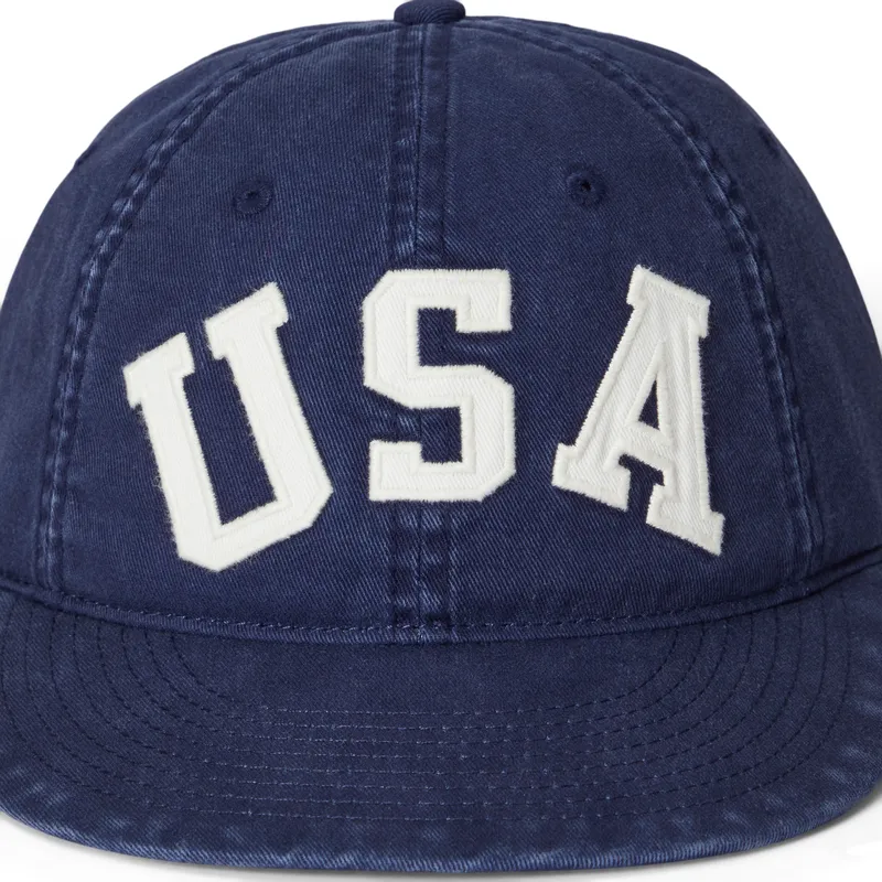 petten-plat-marineblauw-verstelbare-band-usa-appliqued-twill-van-polo-ralph-lauren