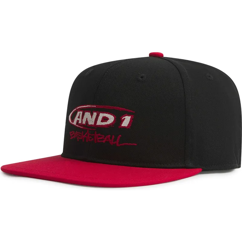 schwarze-und-rote-flache-snapback-kappe-graffiti-logo-von-and1