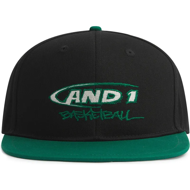 flad-sort-og-gron-snapback-kasket-graffiti-logo-fra-and1