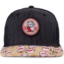 schwarze-und-multicolor-snapback-kappe-fur-kinder-lucky-cat-linen-rev-von-djinns
