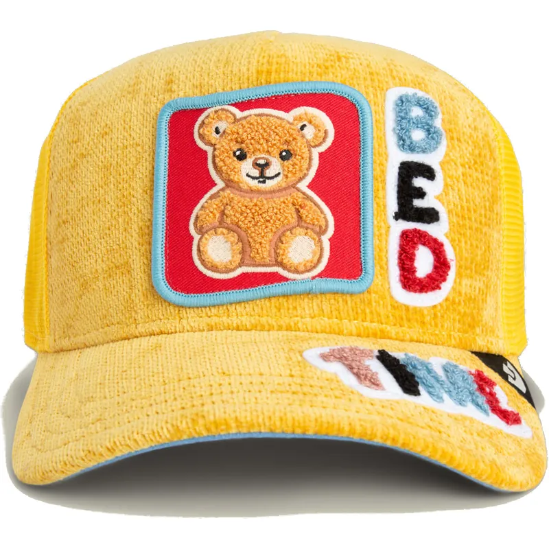 trucker-cap-gelb-und-blau-bar-bed-time-duvet-all-det-happy-thoughts-the-farm-von-goorin-bros