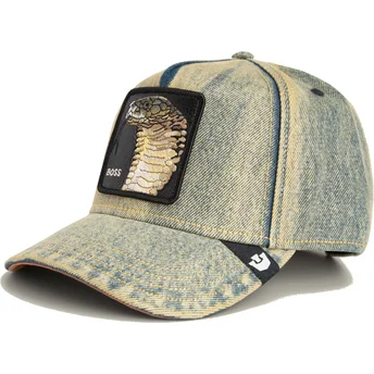 Gorra curva blu denim snapback serpente Pit Boss The...