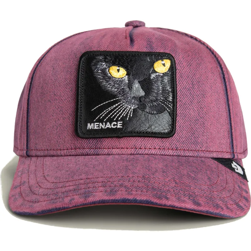 rote-gebogene-denim-kappe-snapback-katze-menace-rail-bird-the-showdown-the-farm-von-goorin-bros