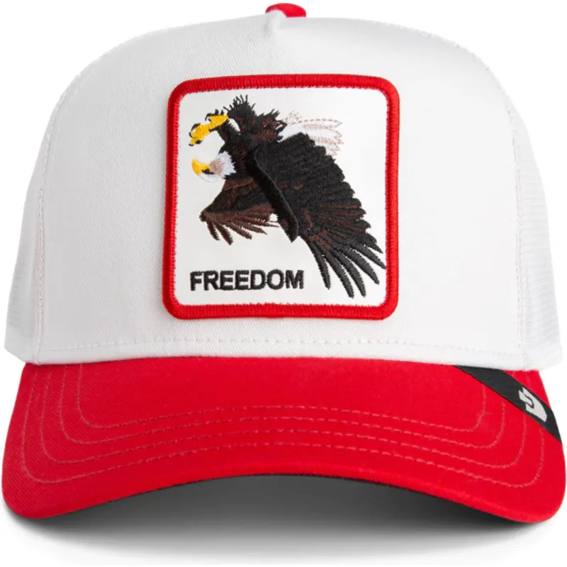 hvid-og-rod-trucker-kasket-orn-freedom-elgae-flip-side-2-the-farm-fra-goorin-bros
