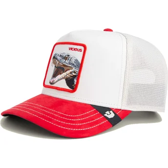 Gorra trucker bianca e rossa serpente Vicious Suede Snake Suede Truckers The Farm di Goorin Bros.