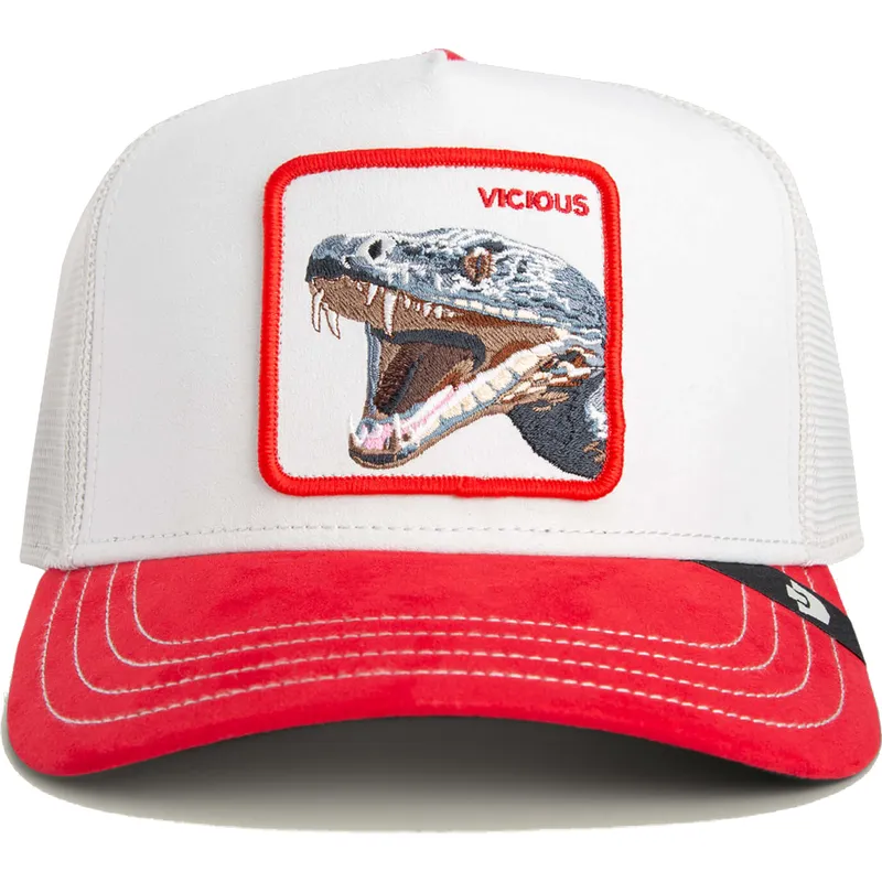 trucker-cap-weiss-und-rot-schlange-vicious-suede-snake-suede-truckers-the-farm-von-goorin-bros