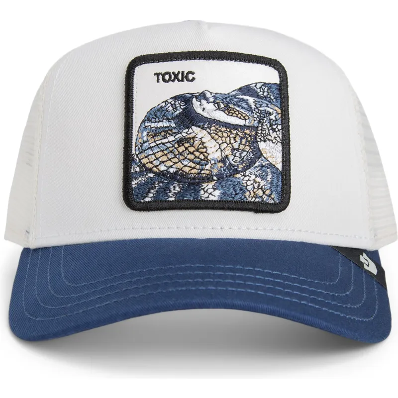 hvid-og-bla-slange-trucker-kasket-toxic-trucker-sport-the-farm-fra-goorin-bros