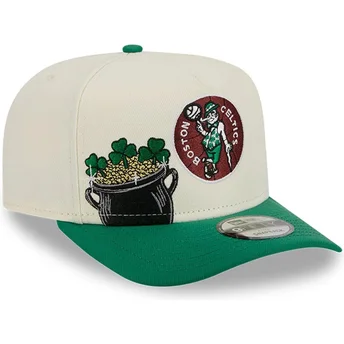 Gorra curva beige y verde snapback 9FIFTY A Frame Precurved Hardwood Classics de Boston Celtics NBA de New Era