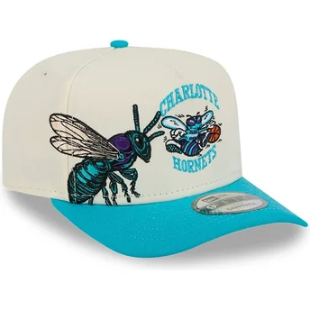 Casquette courbée beige et bleue snapback 9FIFTY A Frame Precurved Hardwood Classics Charlotte Hornets NBA New Era