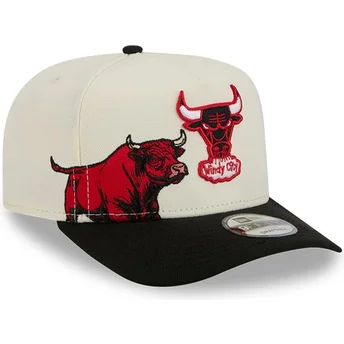 Buet beige og sort snapback kasket 9FIFTY A Frame Precurved Hardwood Classics fra Chicago Bulls NBA fra New Era