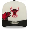 beige-und-schwarze-gebogene-snapback-kappe-9fifty-a-frame-precurved-hardwood-classics-der-chicago-bulls-nba-von-new-era
