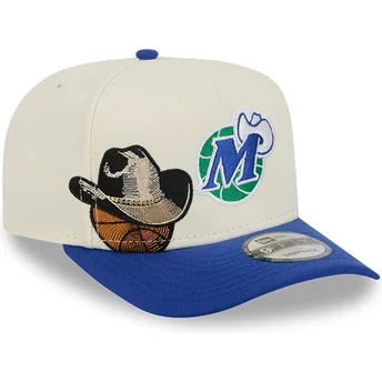 Gorra curva beige y azul snapback 9FIFTY A Frame Precurved Hardwood Classics de Dallas Mavericks NBA de New Era