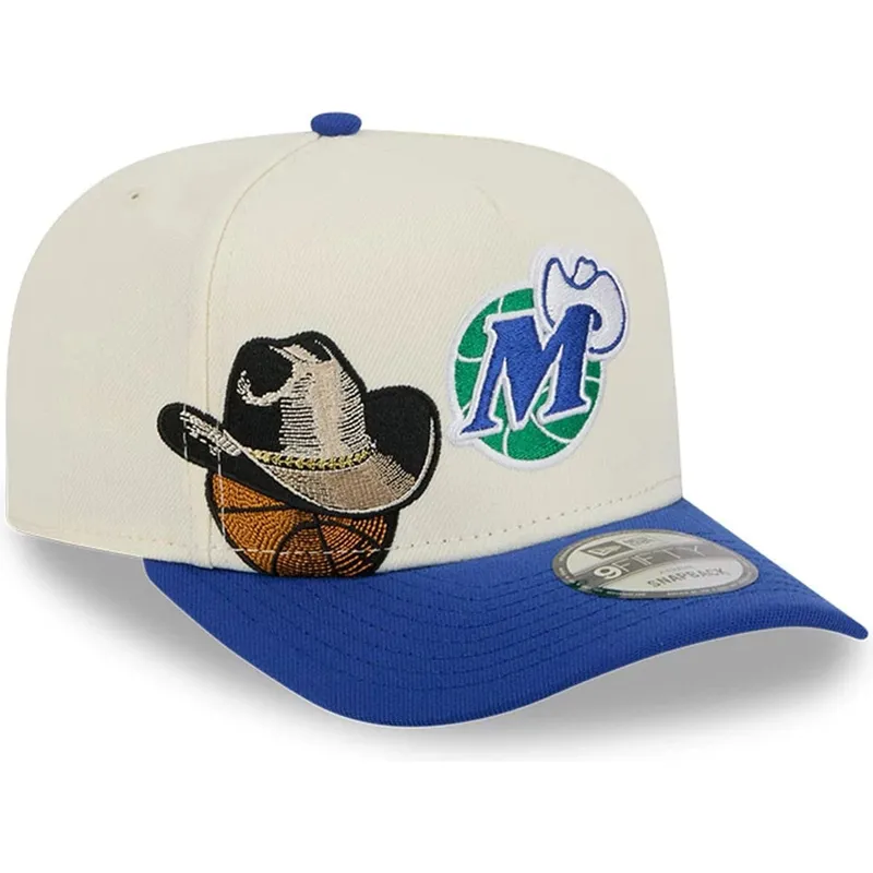 beige-och-bla-snapback-keps-med-bojd-skarm-9fifty-a-frame-precurved-hardwood-classics-fran-dallas-mavericks-nba-av-new-era