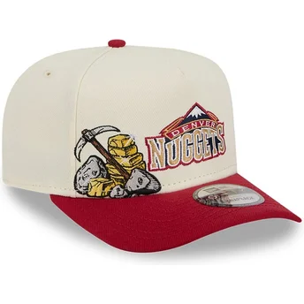 Cappellino visiera curva beige e rosso snapback 9FIFTY A Frame Precurved Hardwood Classics di Denver Nuggets NBA di New Era