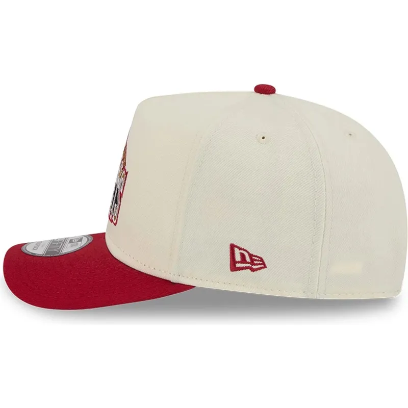 casquette-courbee-beige-et-rouge-snapback-9fifty-a-frame-precurved-hardwood-classics-denver-nuggets-nba-new-era