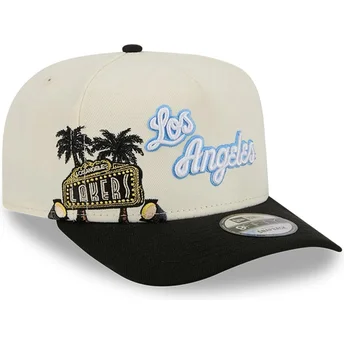 Beige og sort snapback kasket 9FIFTY A Frame Precurved Hardwood Classics fra Los Angeles Lakers NBA fra New Era