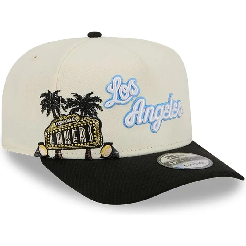 beige-och-svart-bojd-keps-snapback-9fifty-a-frame-precurved-hardwood-classics-fran-los-angeles-lakers-nba-av-new-era