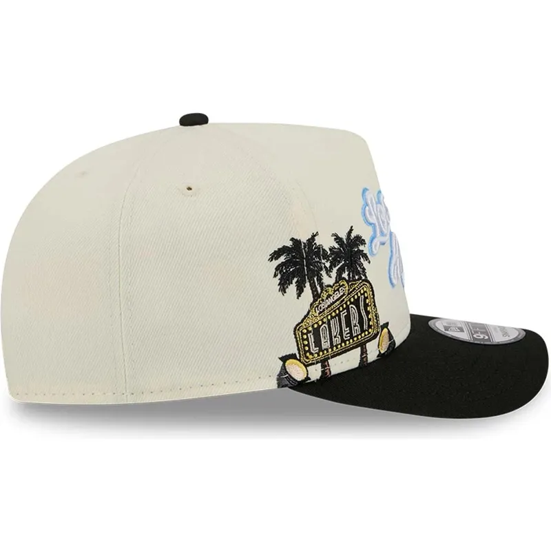 beige-och-svart-bojd-keps-snapback-9fifty-a-frame-precurved-hardwood-classics-fran-los-angeles-lakers-nba-av-new-era