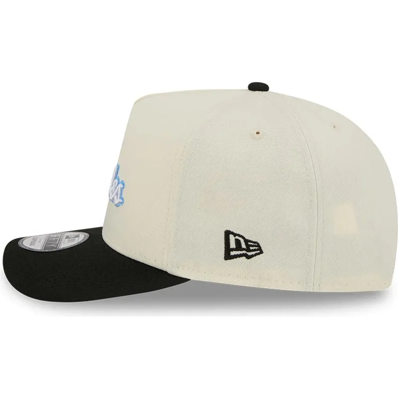 beige-und-schwarze-snapback-kappe-9fifty-a-frame-precurved-hardwood-classics-der-los-angeles-lakers-nba-von-new-era