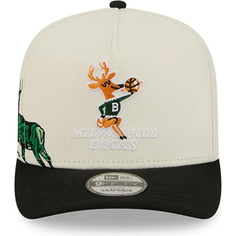 beige-und-schwarze-snapback-9fifty-a-frame-precurved-hardwood-classics-kappe-der-milwaukee-bucks-nba-von-new-era