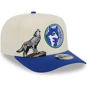 Cappellino curvo beige e blu snapback 9FIFTY A Frame Precurved Hardwood Classics dei Minnesota Timberwolves NBA di New Era
