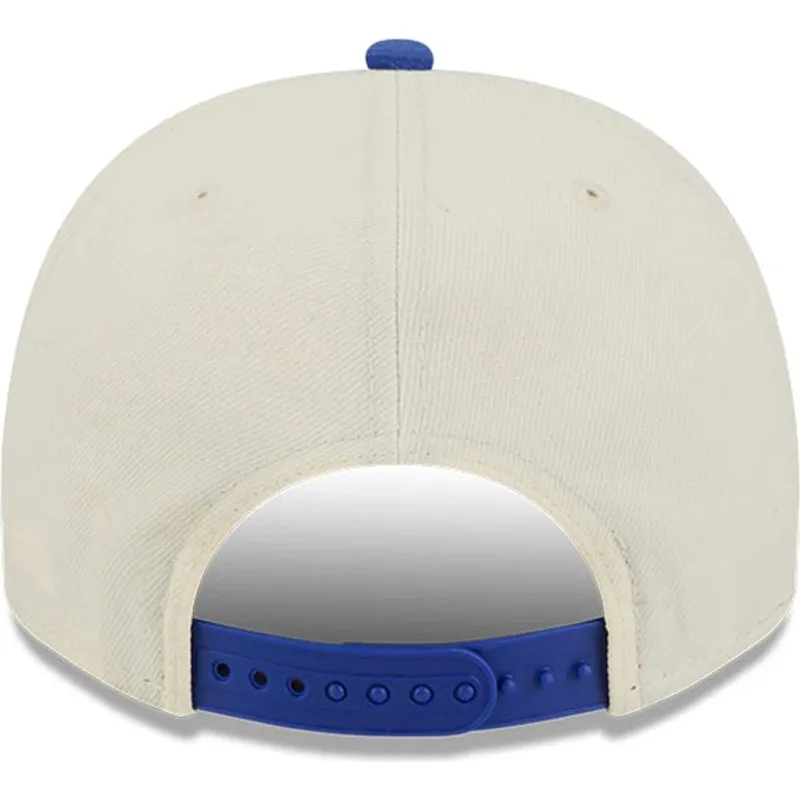 cappellino-visiera-curva-beige-e-blu-snapback-9fifty-a-frame-precurved-hardwood-classics-di-minnesota-timberwolves-nba-di-new-er