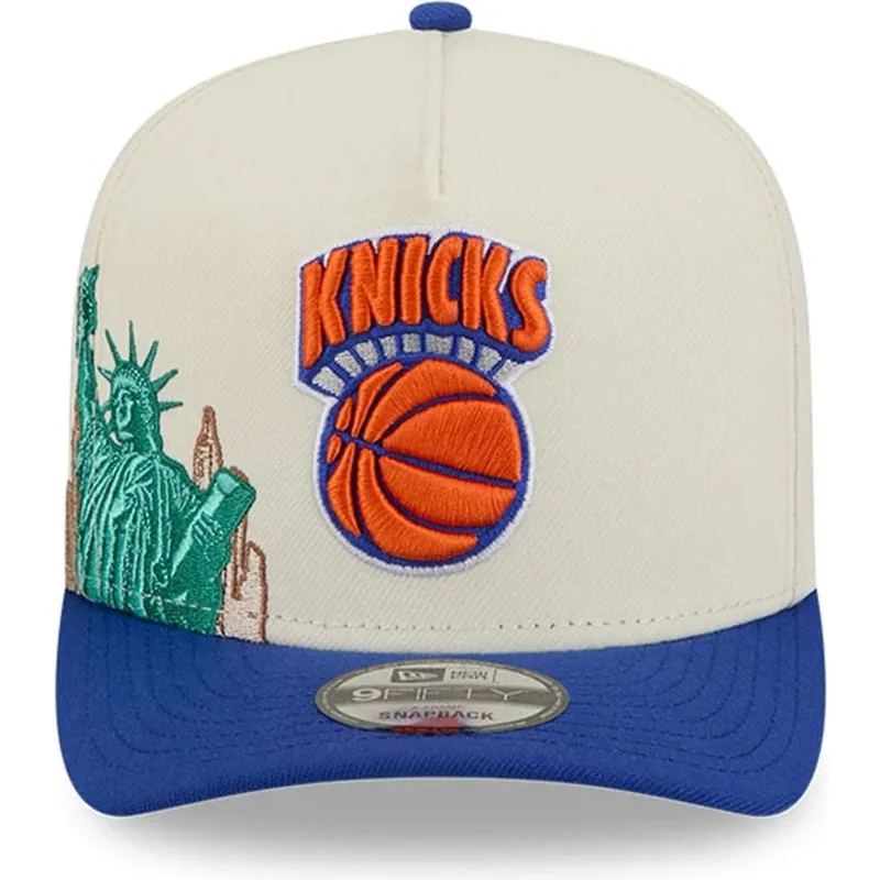 petten-gebogen-blauw-snapback-9fifty-a-frame-precurved-hardwood-classics-van-new-york-knicks-nba-van-new-era