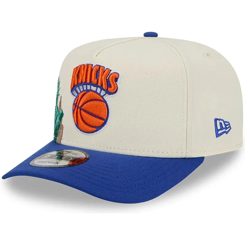 petten-gebogen-blauw-snapback-9fifty-a-frame-precurved-hardwood-classics-van-new-york-knicks-nba-van-new-era