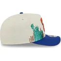 bezowo-niebieska-czapka-z-daszkiem-snapback-9fifty-a-frame-precurved-hardwood-classics-new-york-knicks-nba-od-new-era