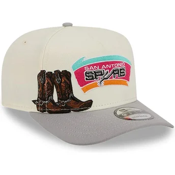 Cappello curvo beige e grigio snapback 9FIFTY A Frame Precurved Hardwood Classics dei San Antonio Spurs NBA di New Era