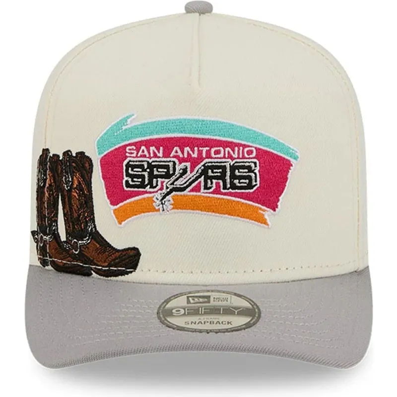 bezowo-szara-zakrzywiona-czapka-snapback-9fifty-a-frame-precurved-hardwood-classics-san-antonio-spurs-nba-new-era