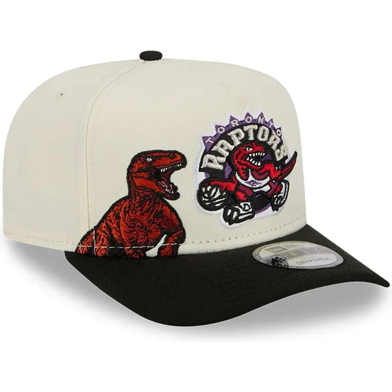 beige-och-svart-bojd-keps-snapback-9fifty-a-frame-precurved-hardwood-classics-toronto-raptors-nba-fran-new-era