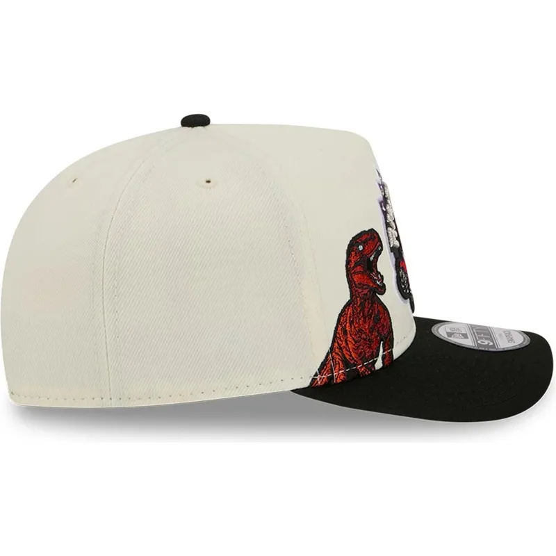 beige-och-svart-snapback-keps-9fifty-a-frame-precurved-hardwood-classics-toronto-raptors-nba-fran-new-era