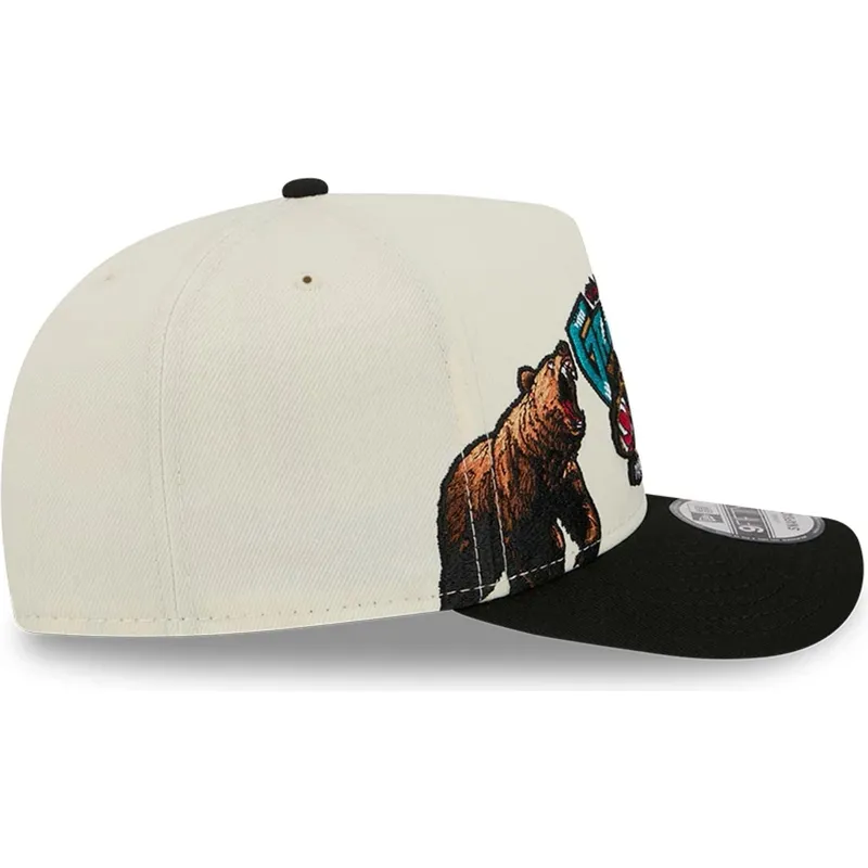 bezowo-czarna-zakrzywiona-czapka-snapback-9fifty-a-frame-precurved-hardwood-classics-vancouver-grizzlies-nba-new-era