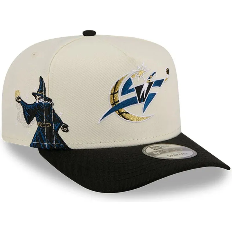 beige-och-svart-bojd-snapback-keps-9fifty-a-frame-precurved-hardwood-classics-fran-washington-wizards-nba-fran-new-era