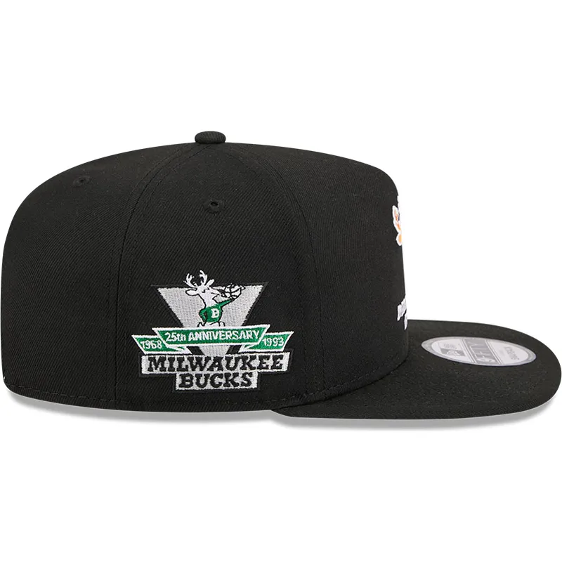 petten-plat-zwart-snapback-9fifty-a-frame-hardwood-classics-van-milwaukee-bucks-nba-van-new-era