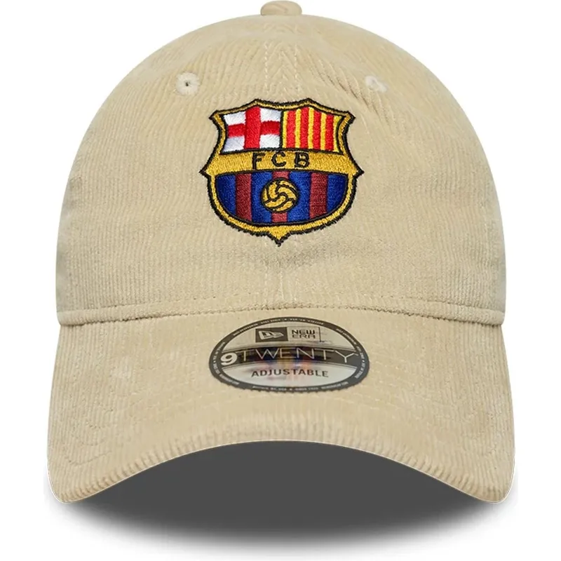 beige-justerbar-buet-kasket-fra-fc-barcelona-laliga-9twenty-cord-fra-new-era