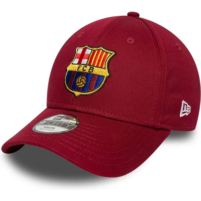 petten-gebogen-rood-snapback-voor-kinderen-9forty-ajustable-van-fc-barcelona-laliga-van-new-era