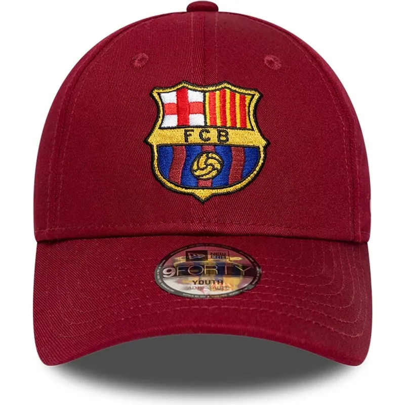 petten-gebogen-rood-snapback-voor-kinderen-9forty-ajustable-van-fc-barcelona-laliga-van-new-era