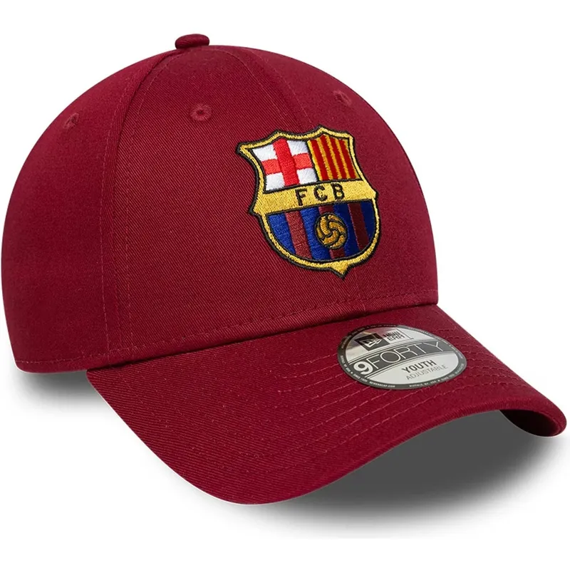petten-gebogen-rood-snapback-voor-kinderen-9forty-ajustable-van-fc-barcelona-laliga-van-new-era