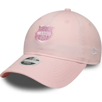 Verstellbare rosa Damen-Cap mit gebogenem Schirm und rosa FC Barcelona LALIGA 9TWENTY Logo von New Era