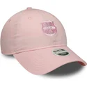verstellbare-rosa-damen-cap-mit-gebogenem-schirm-und-rosa-fc-barcelona-laliga-9twenty-logo-von-new-era