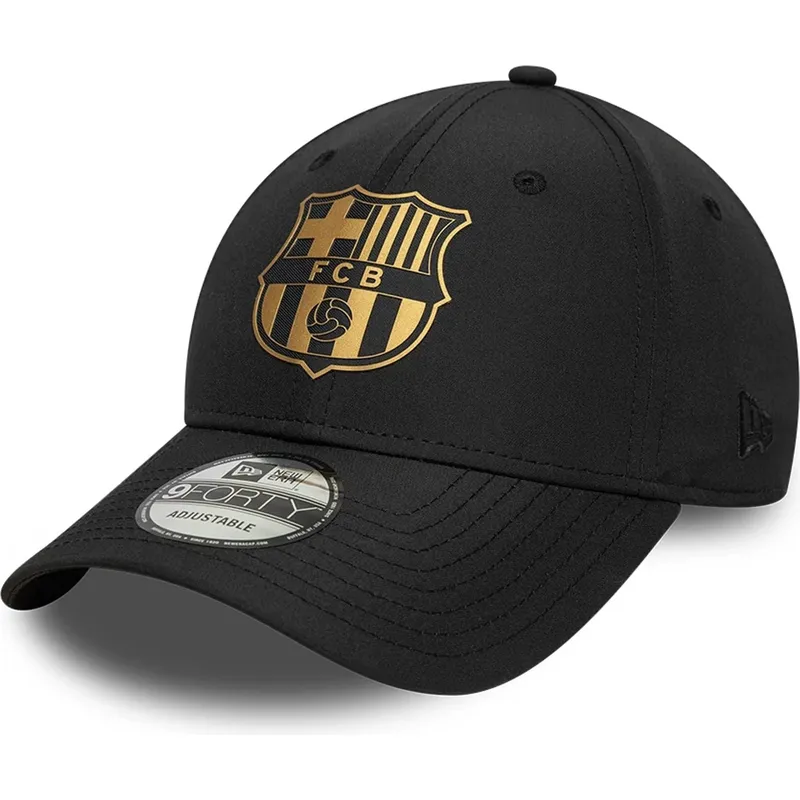 cappellino-curvo-nero-regolabile-fc-barcelona-laliga-9forty-gold-di-new-era