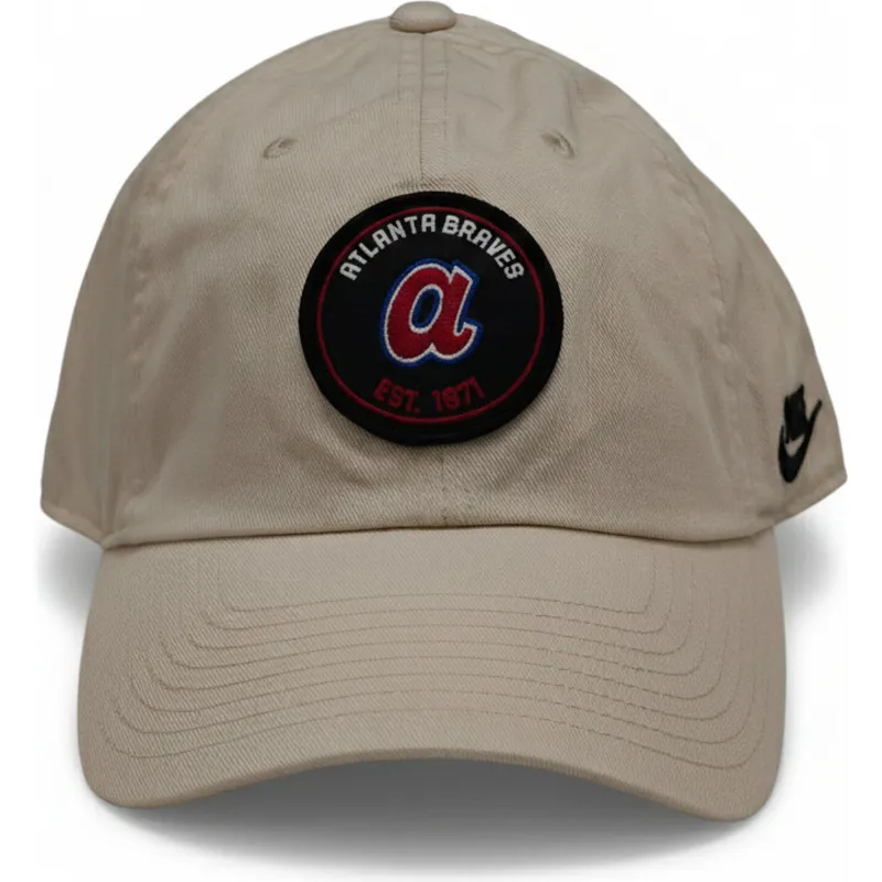 petten-gebogen-beige-verstelbare-band-club-unstructured-organic-cotton-van-atlanta-braves-mlb-van-nike